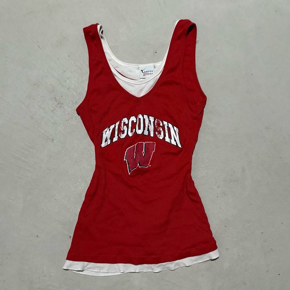 Women's Red Wisconsin Tank Top